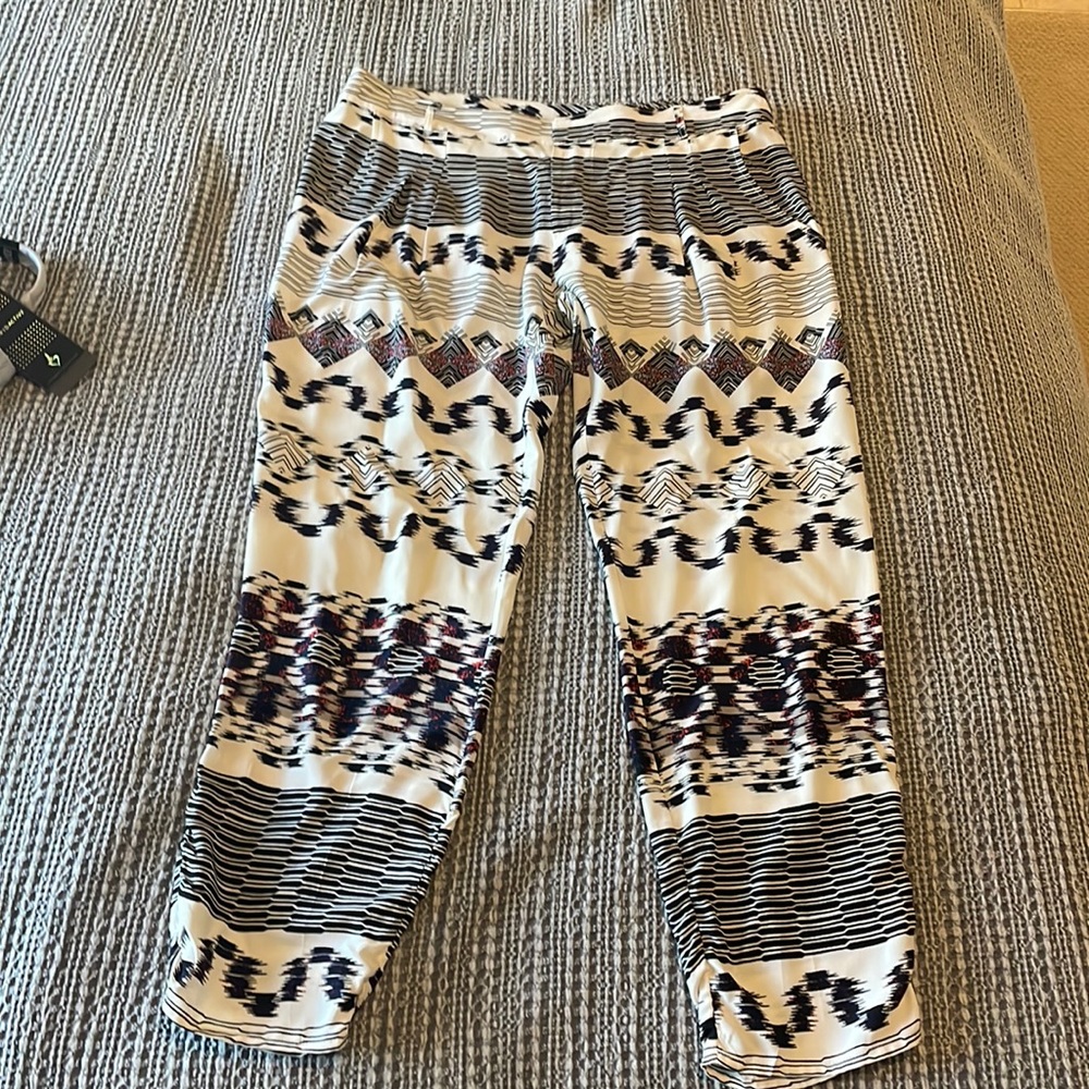 Parker 100% silk patterned cropped pants